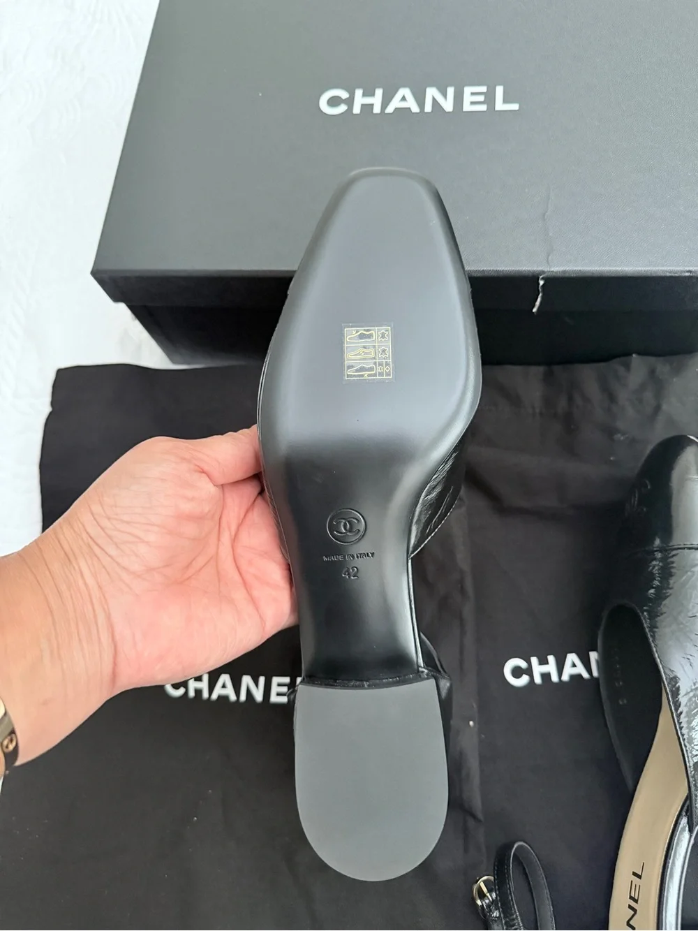 Authentic CHANEL Black Mary Janes 42